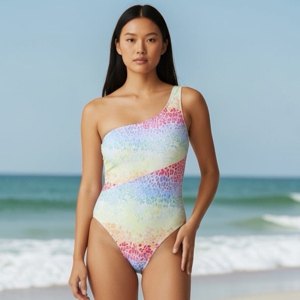 NEW Onia Rainbow Leopard 1 Piece Swimsuit Pride S Small Swim